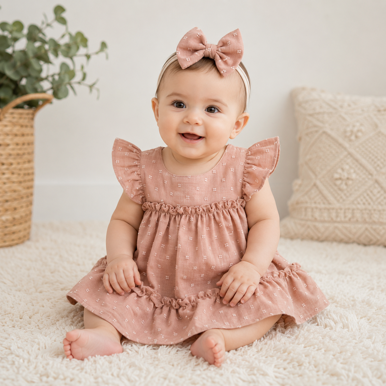 ⭕️ VESTIDO TEXTURIZADO CON MANGAS ROSA VIEJO