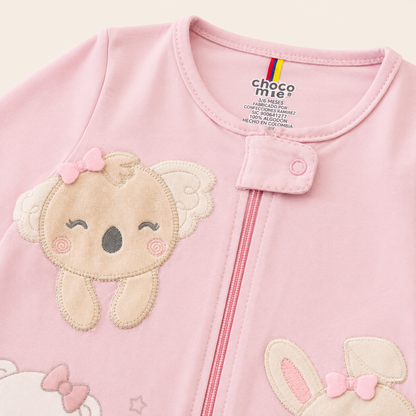 Set 3 Pijamas Enterizas Bebe Nina Chocomie Koala y Conejo con Piecitos