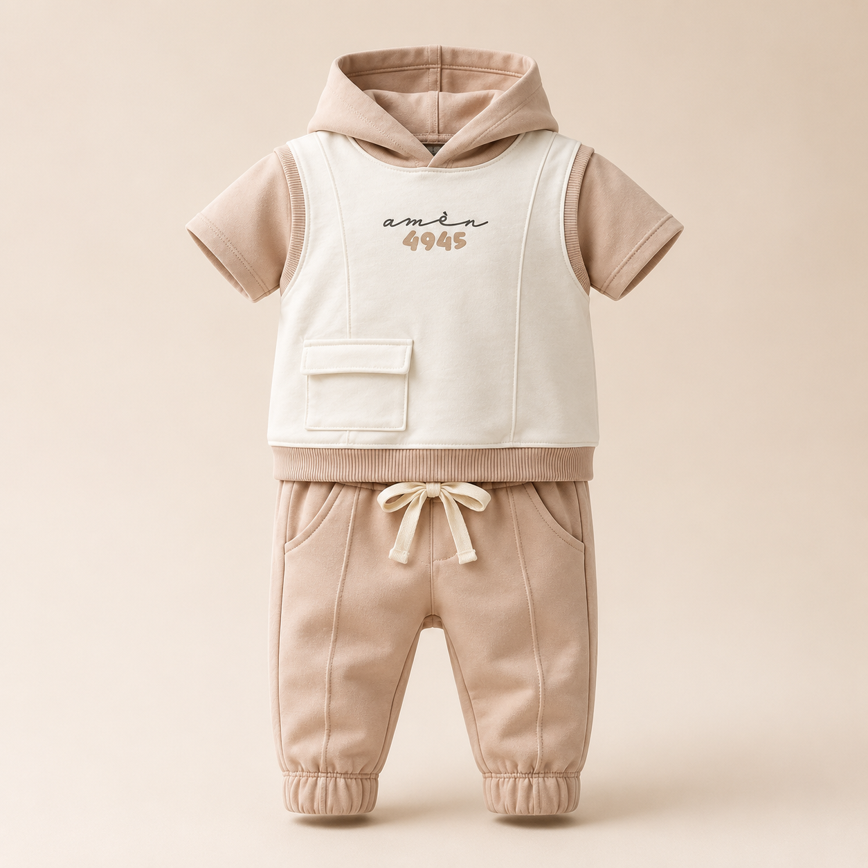 ⭕️ CONJUNTO 3 PIEZAS BEIGE | MARA BABY