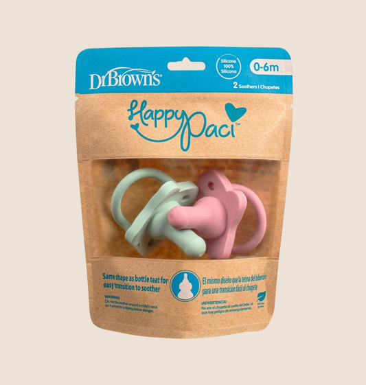 CHUPOS DR. BROWN’S HAPPYPACI - X2 - 100 % SILICONA SUAVE - 0 A 6 M