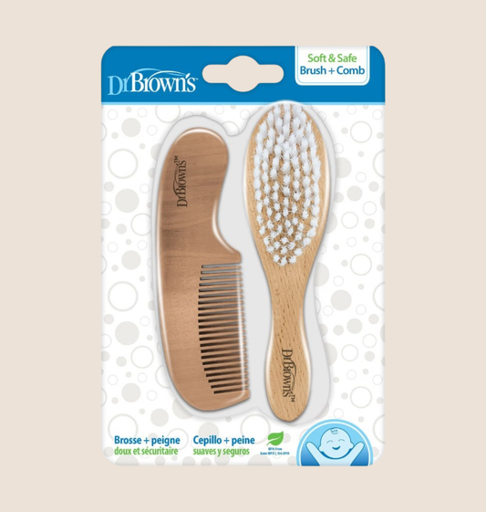 SET CEPILLO + PEINE DR´BROWNS - CUIDADO SUAVE Y NATURAL PARA TU BEBÉ