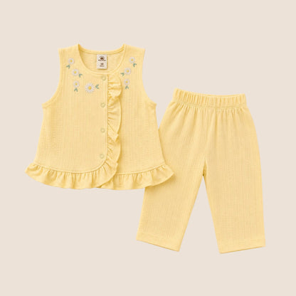 Conjunto 2 Piezas Bebe Nina Margaritas Amarillo