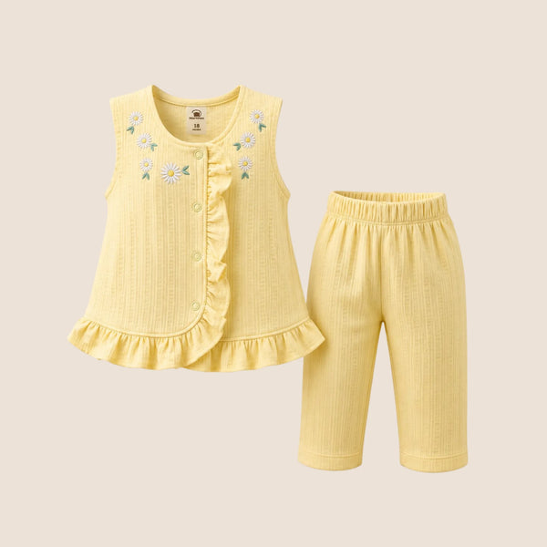 Conjunto 2 Piezas Bebe Nina Margaritas Amarillo
