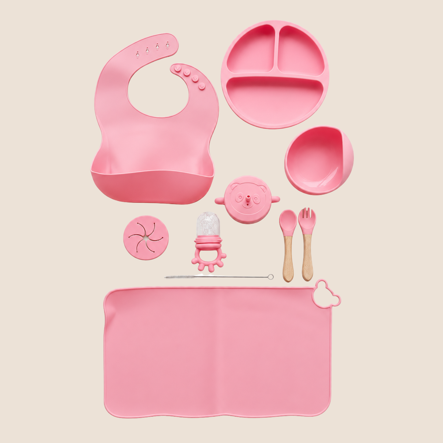 SET DE ALIMENTACIÓN COMPLEMENTARIA 9 PIEZAS ROSA