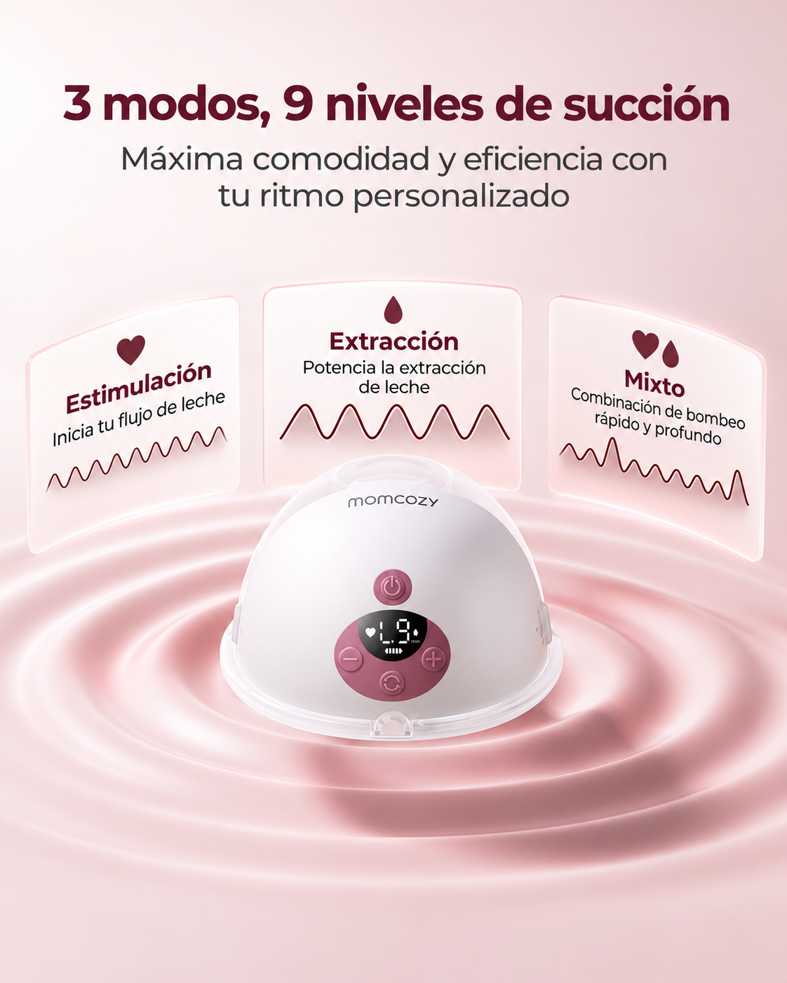 Momcozy M5 Smart blanco con 3 modos y 9 niveles de succión