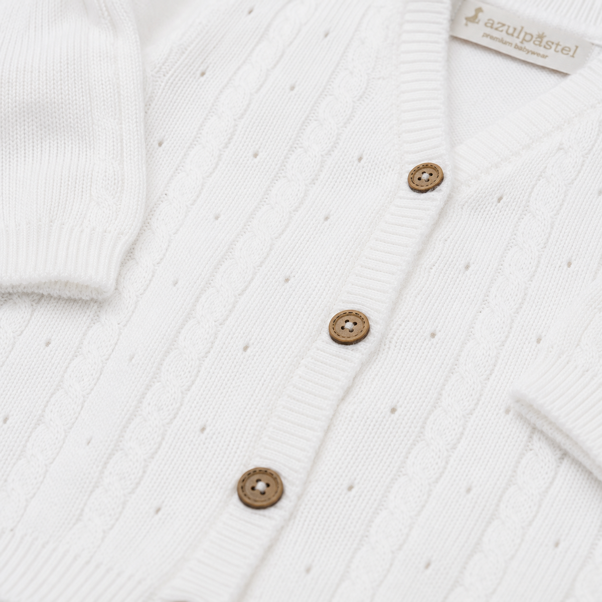 Conjunto Tejido Clásico para Bebé Blanco | Cardígan, Polaina, Body y Gorro | 4 Piezas