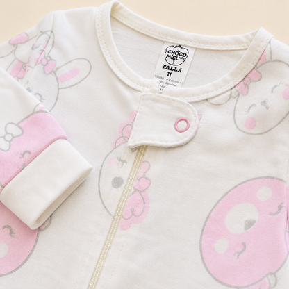 Set 3 Pijamas Enterizas con Piecitos Bebe Nina - Osito y Conejito - Choco Miel Baby