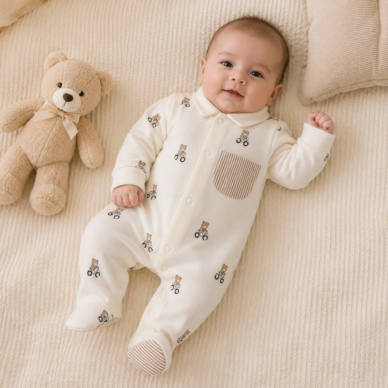 Set x2 Pijamas Enterizos Bebé Niño Osito en Carro | Mara Baby