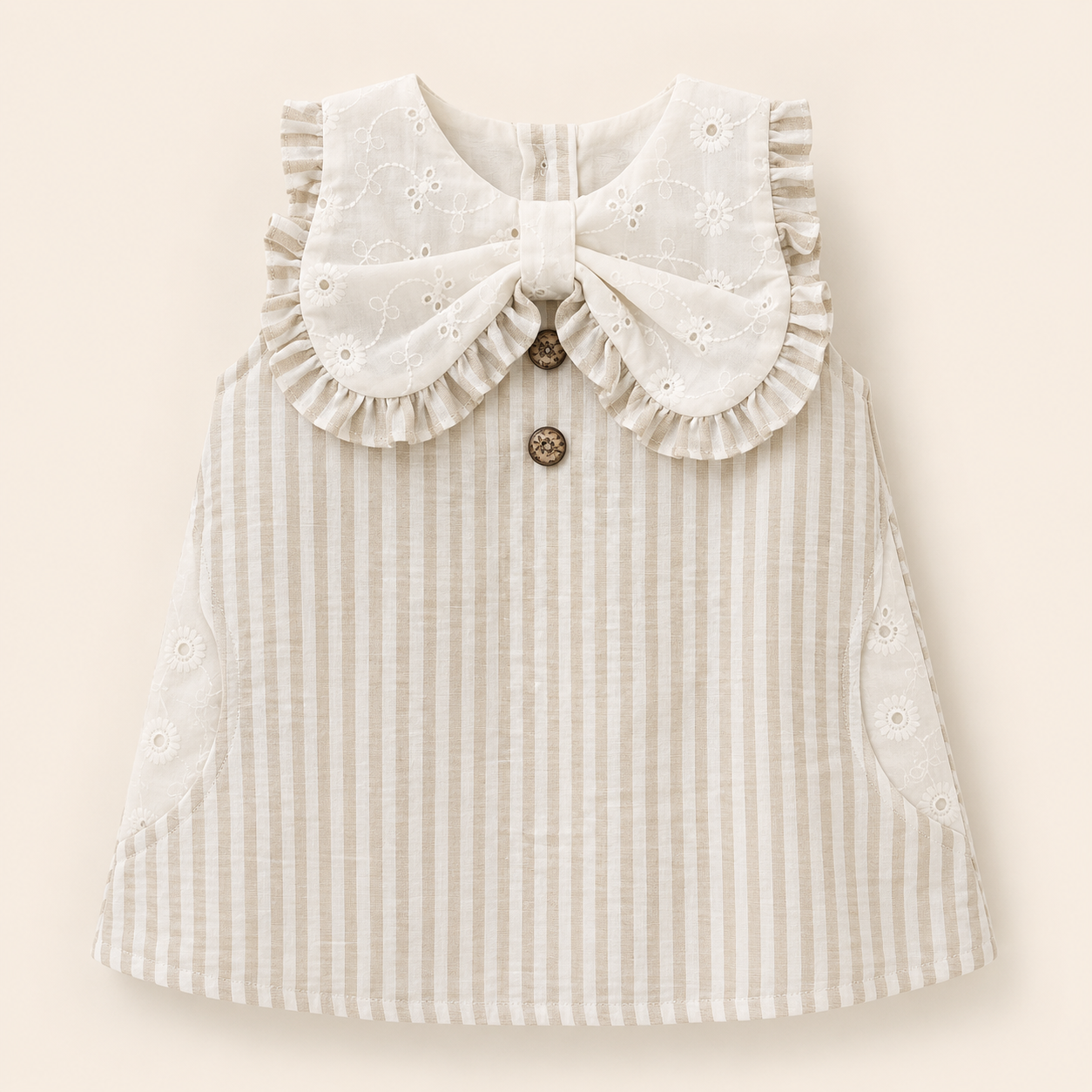 ⚪️ VESTIDO CLÁSICO BEBÉ FELIZ BEIGE |MARA BABY