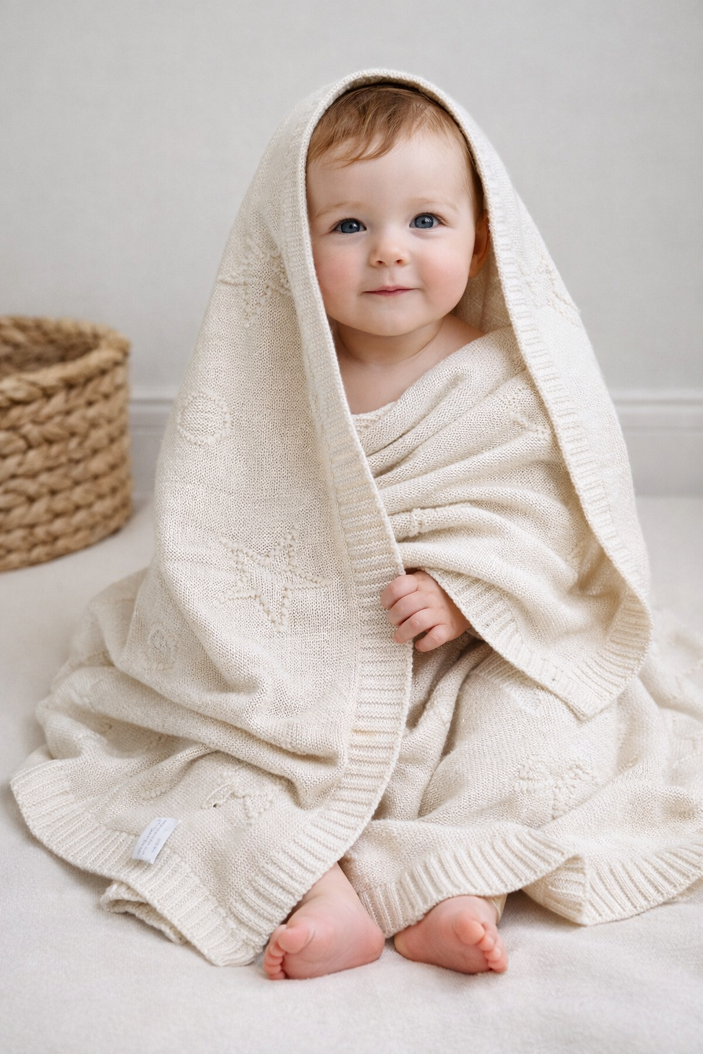 COBIJA TEJIDA ESTRELLAS BEIGE PUPPET