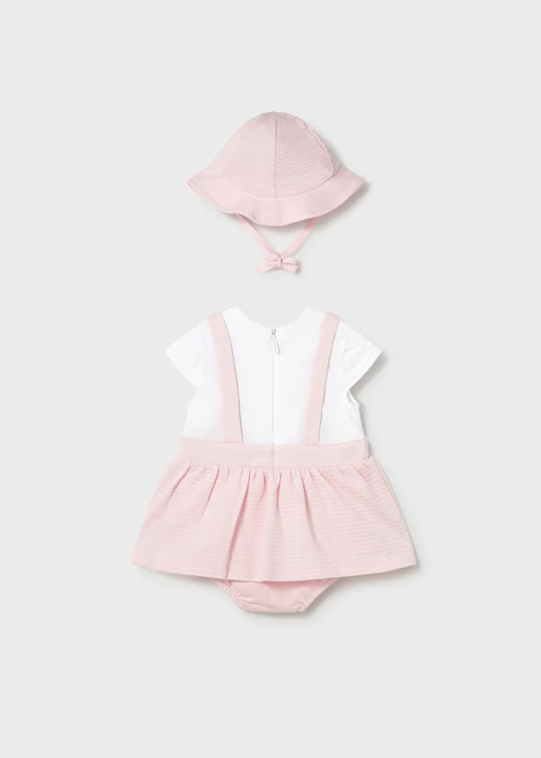 VESTIDO PETO SIMULADO CON GORRO RECIEN NACIDA MAYORAL