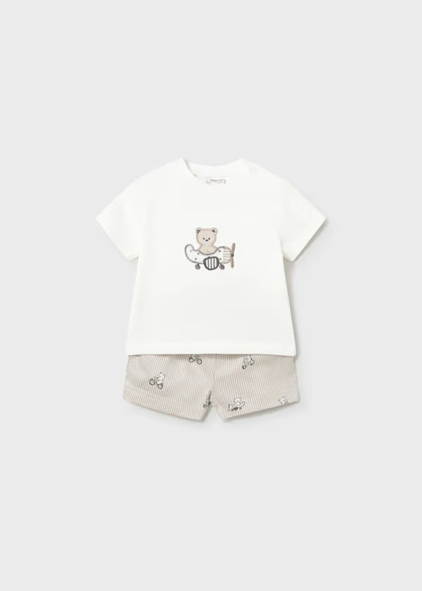 CONJUNTO PANTALON CORTO Y CAMISETA OSITO RECIEN NACIDO