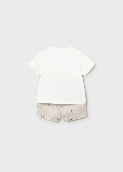 CONJUNTO PANTALON CORTO Y CAMISETA OSITO RECIEN NACIDO