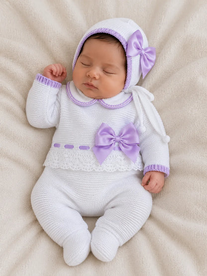 CONJUNTO MARA TEJIDO PREMIUM - TERNURA Y EXCLUSIVIDAD - COLOR BLANCO