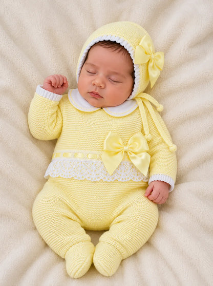 CONJUNTO MARA TEJIDO PREMIUM - ELEGANCIA Y DELICADEZ - COLOR AMARILLO
