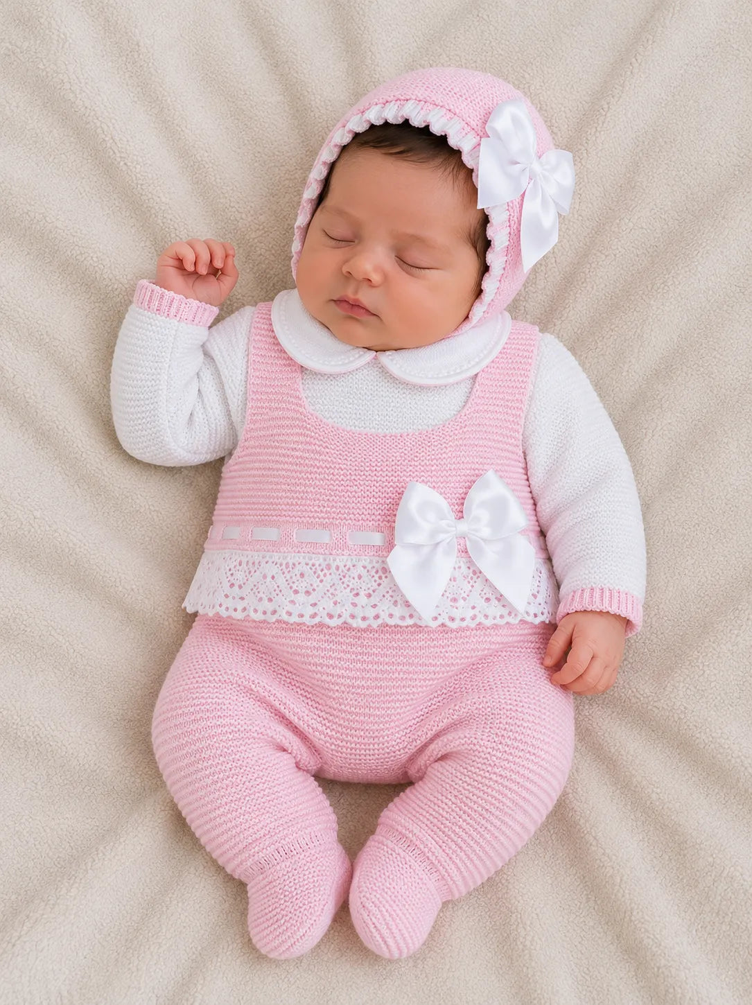 CONJUNTO MARA TEJIDO PREMIUM - DULZURA Y ELEGANCIA - COLOR ROSADO