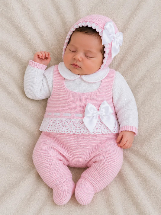 CONJUNTO MARA TEJIDO PREMIUM - DULZURA Y ELEGANCIA - COLOR ROSADO