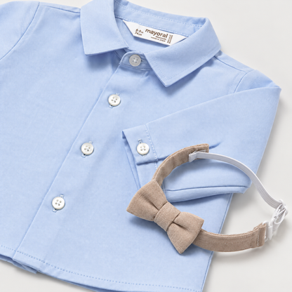 Camisa con pajarita recién nacido azul claro