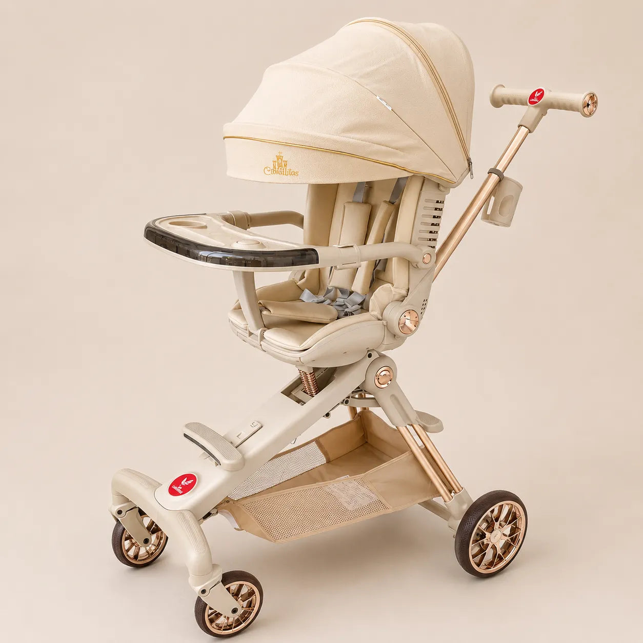 Triciclo de Lujo Castillitos Beige con Detalles Dorados