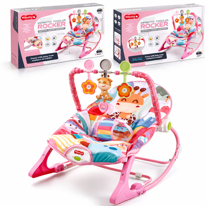 SILLA MECEDORA INFANTIL ROCKER CON JUGUETES COLGANTES Y VIBRACION DISEÑO GIRAFA