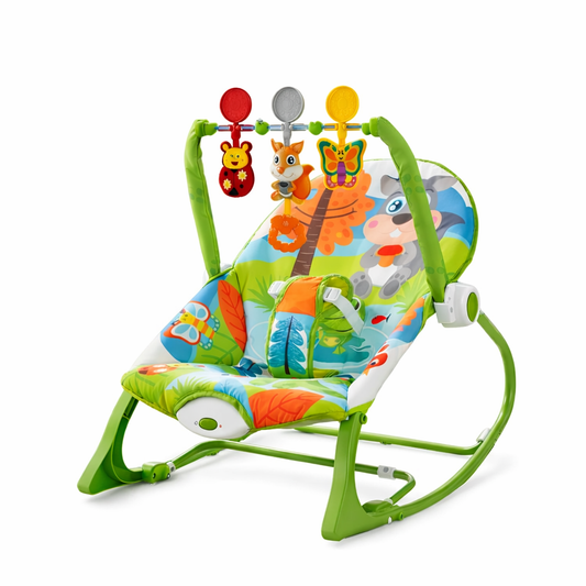 SILLA MECEDORA INFANTIL ROCKER CON JUGUETES COLGANTES Y VIBRACION DISEÑO ARDILLA