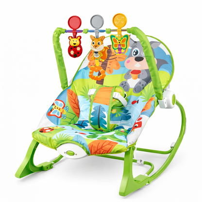 SILLA MECEDORA INFANTIL ROCKER CON JUGUETES COLGANTES Y VIBRACION DISEÑO ARDILLA