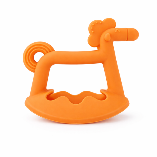 RASCAENCIAS EN SILICONA DISEÑO CABALLITO MECEDOR - NARANJA