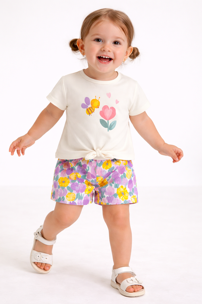 CONJUNTO 3 PIEZAS FLORAL PARA BEBÉ