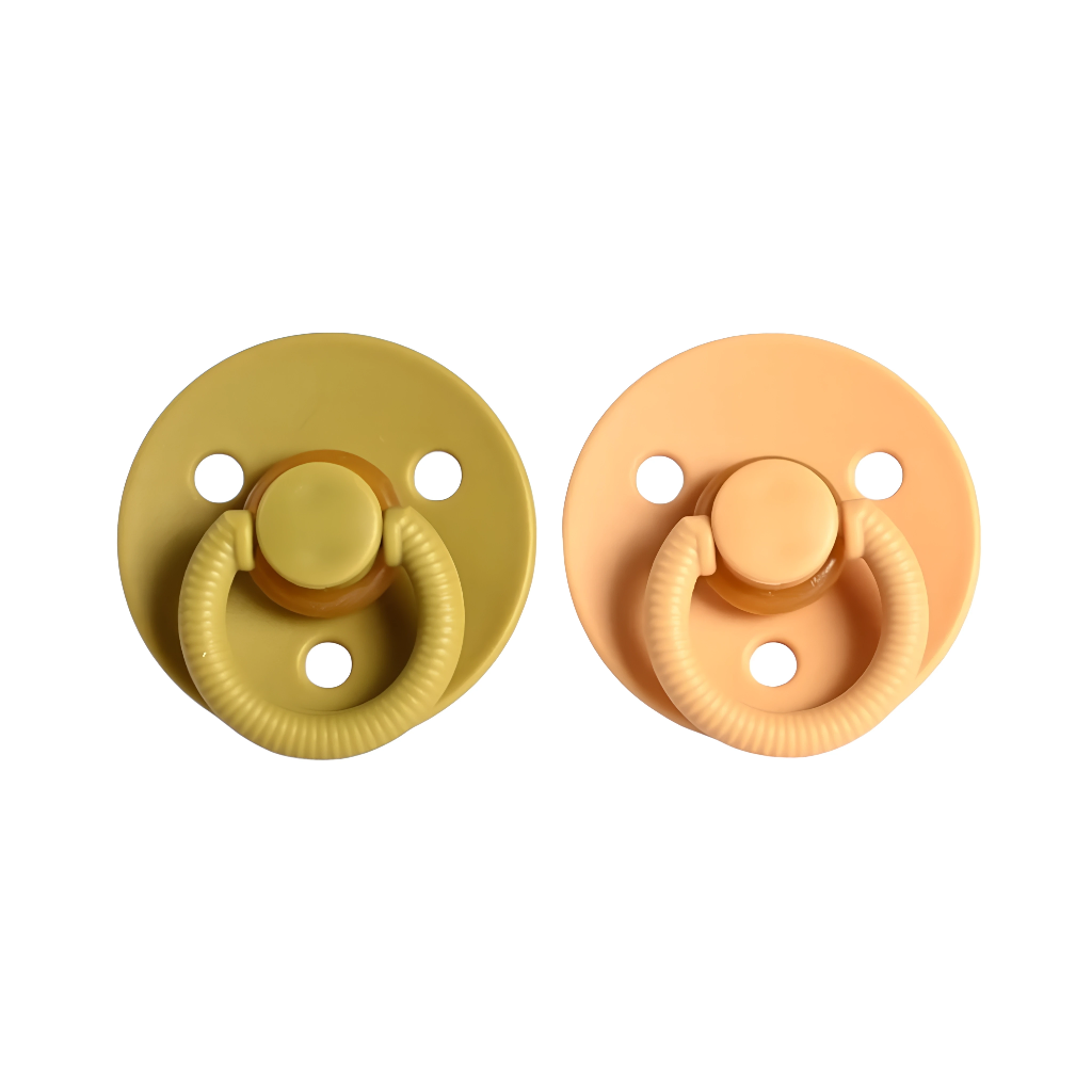 CHUPON DE GOMA NATURAL MUNLOVE . 0M+ - VERDE OLIVA Y DURAZNO