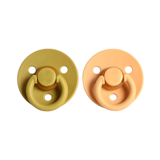 CHUPON DE GOMA NATURAL MUNLOVE . 0M+ - VERDE OLIVA Y DURAZNO