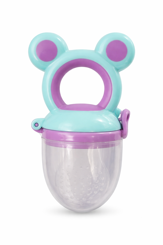ALIMENTADOR ANTIAHAGO EN SILICONA DISEÑO - OSITO AZUL Y MORADO