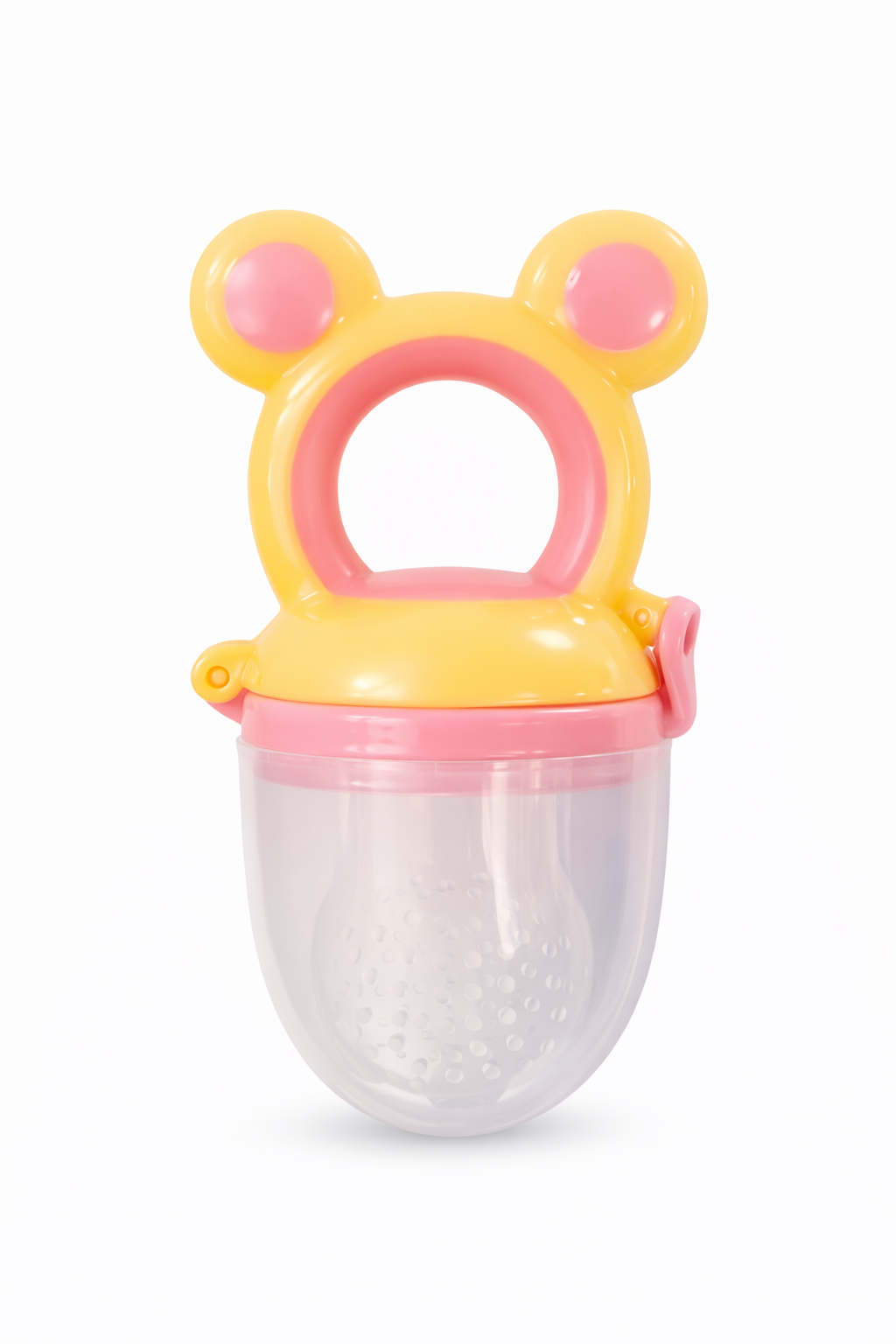 ALIMENTADOR ANTIAHAGO EN SILICONA DISEÑO - OSITO AMARILLO Y ROSADO