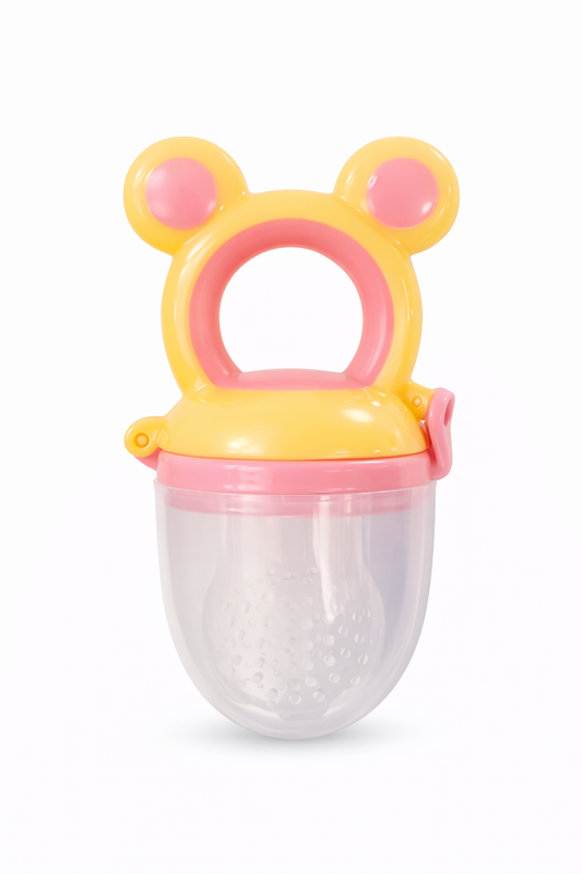 ALIMENTADOR ANTIAHAGO EN SILICONA DISEÑO - OSITO AMARILLO Y ROSADO
