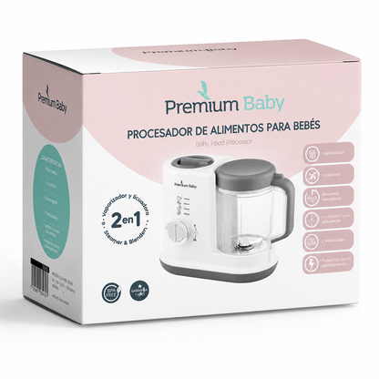 Procesador de Alimentos para Bebés 2 en 1 – Vaporizador y Licuadora | Premium Baby