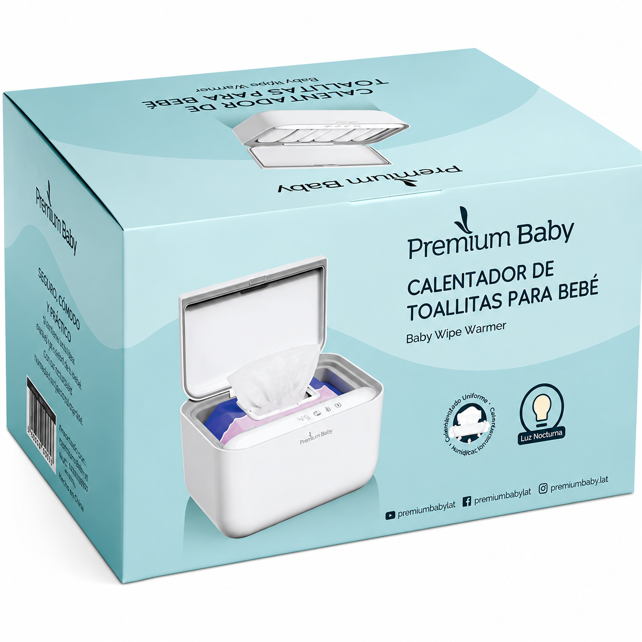 Calentador de Toallitas para Bebé con Luz Nocturna y Humectación | Premium Baby
