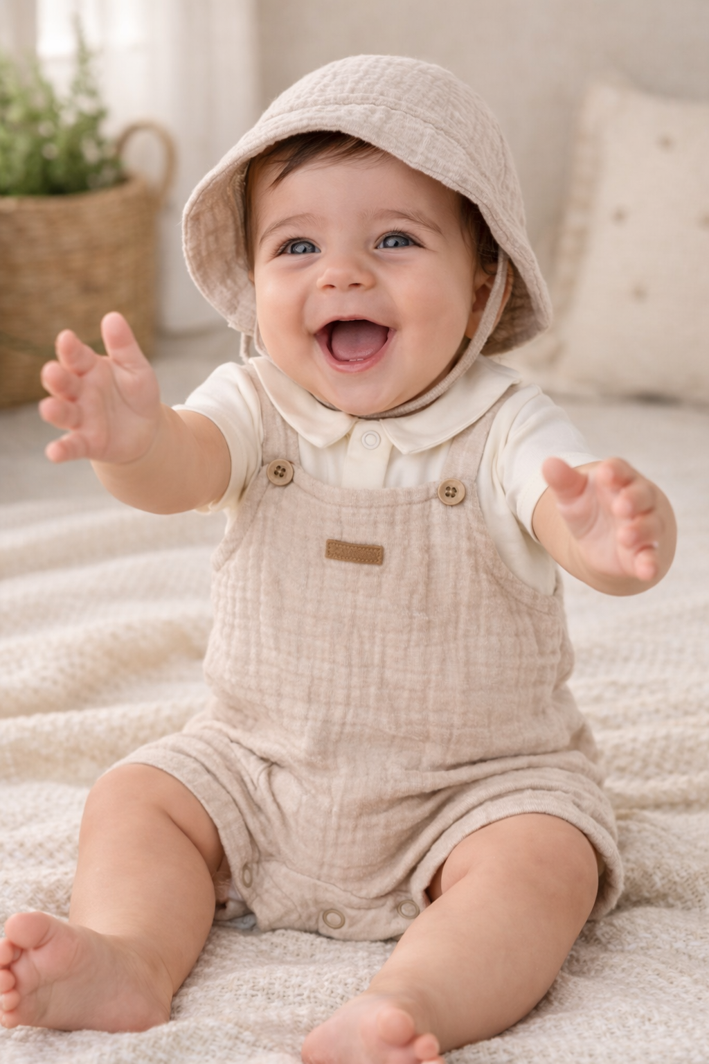 PELELE PETO SIMULADO CON GORRO RECIEN NACIDO