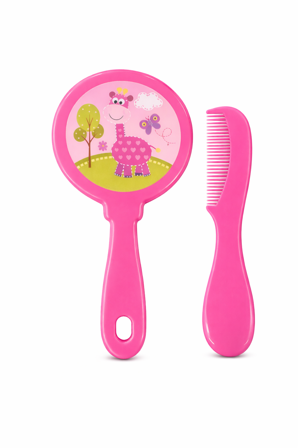 SET CEPILLO Y PEINILLA DISEÑO - JIRAFA ROSADA