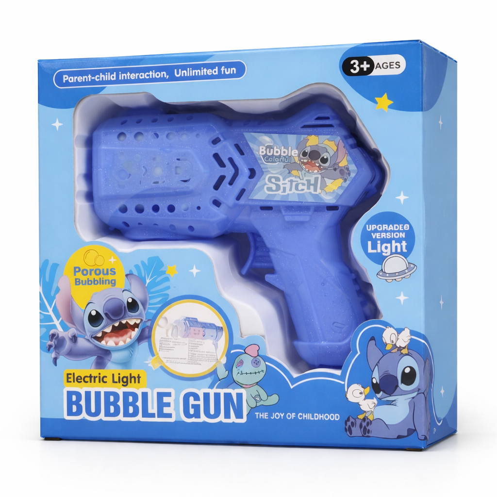 PISTOLA DE BURBUJAS ELECTRICA CON LUZ - AZUL