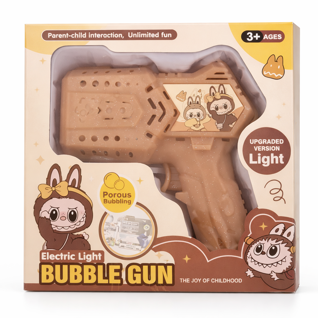 PISTOLA DE BURBUJAS ELECTRICA CON LUZ - MARRON