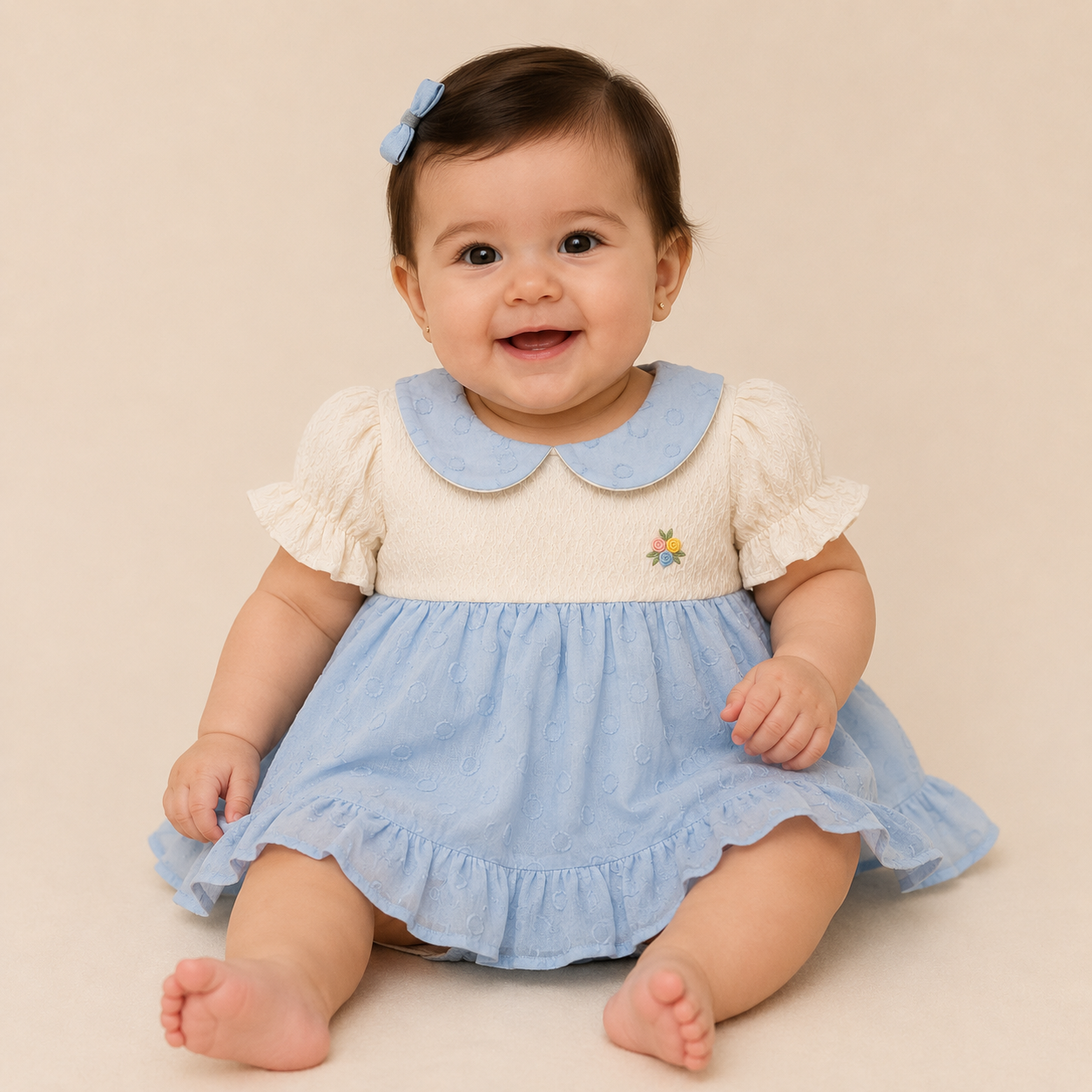 ⭕️ VESTIDO COLOMBIANO AZUL BEBÉ FELIZ-MARA BABY