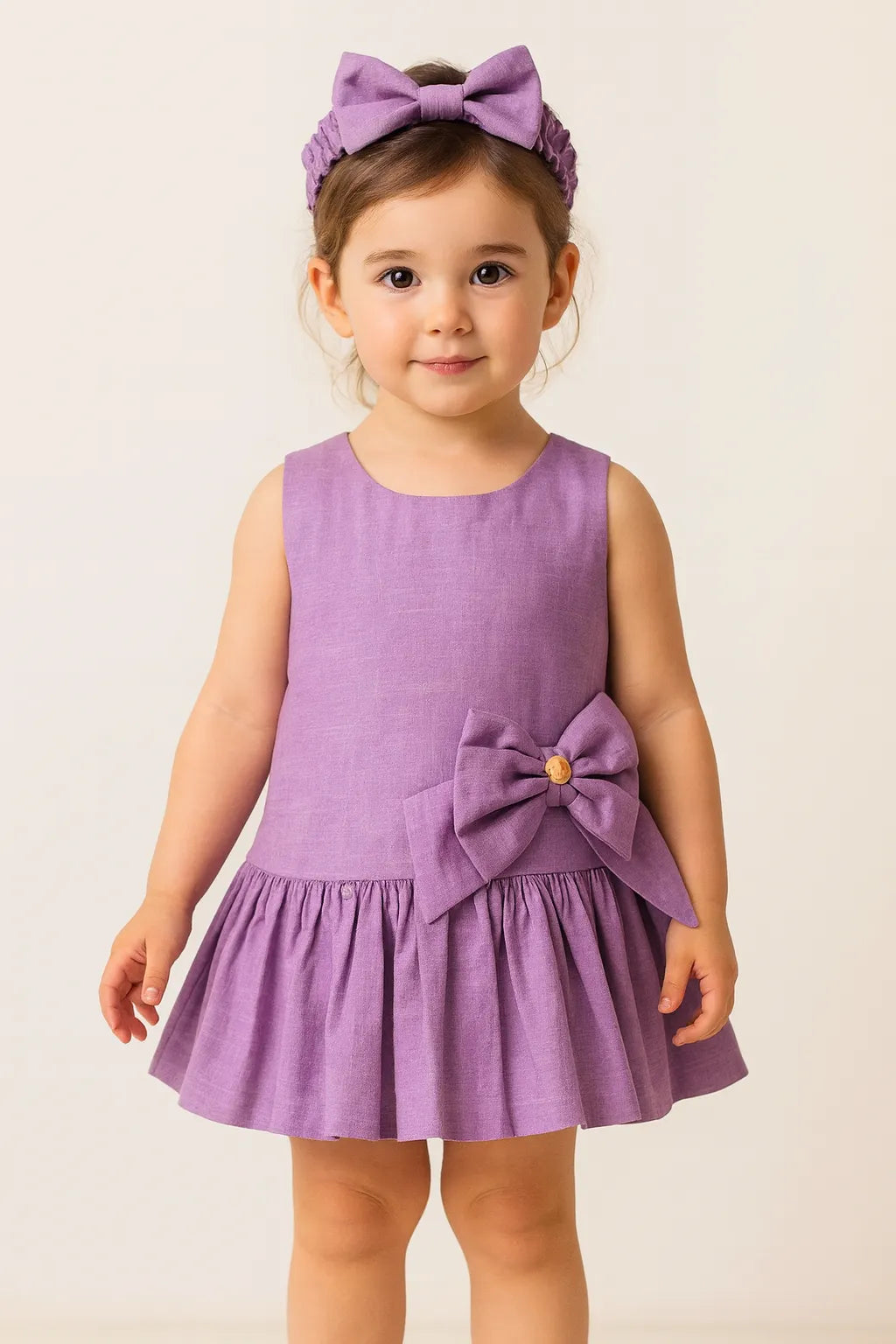 VESTIDO PLISADO CON MOÑO