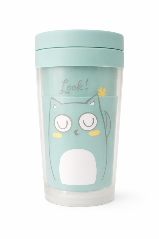 VASO TÉRMICO INFANTIL - DISEÑO ZORRITO - COLOR AZUL MENTA