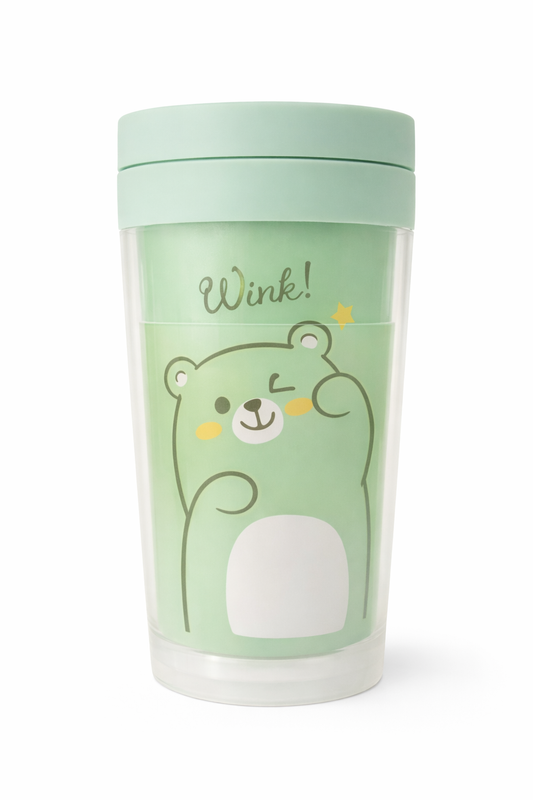 VASO TÉRMICO INFANTIL - DISEÑO ZORRITO - COLOR VERDE MENTA