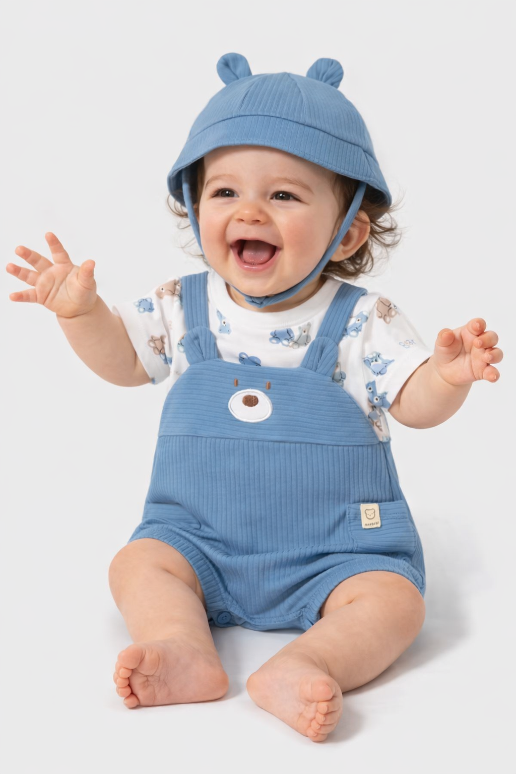 PELELE PETO SIMULADO OSITO CON GORRO PARA RECIEN NACIDO