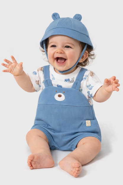 PELELE PETO SIMULADO OSITO CON GORRO PARA RECIEN NACIDO