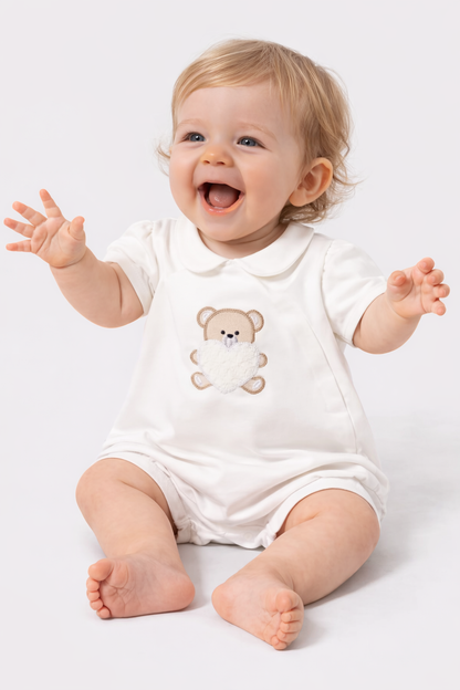 SET DE 2 PIJAMAS CORTOS BORDADOS PARA RECIEN NACIDA