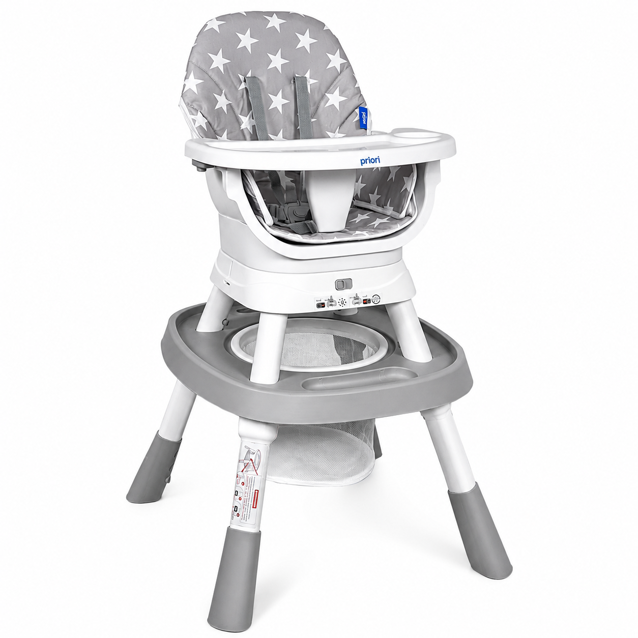 Silla Alta Multifuncional Priori 12 en 1 – Gris Estrellas | De Bebé a Niño