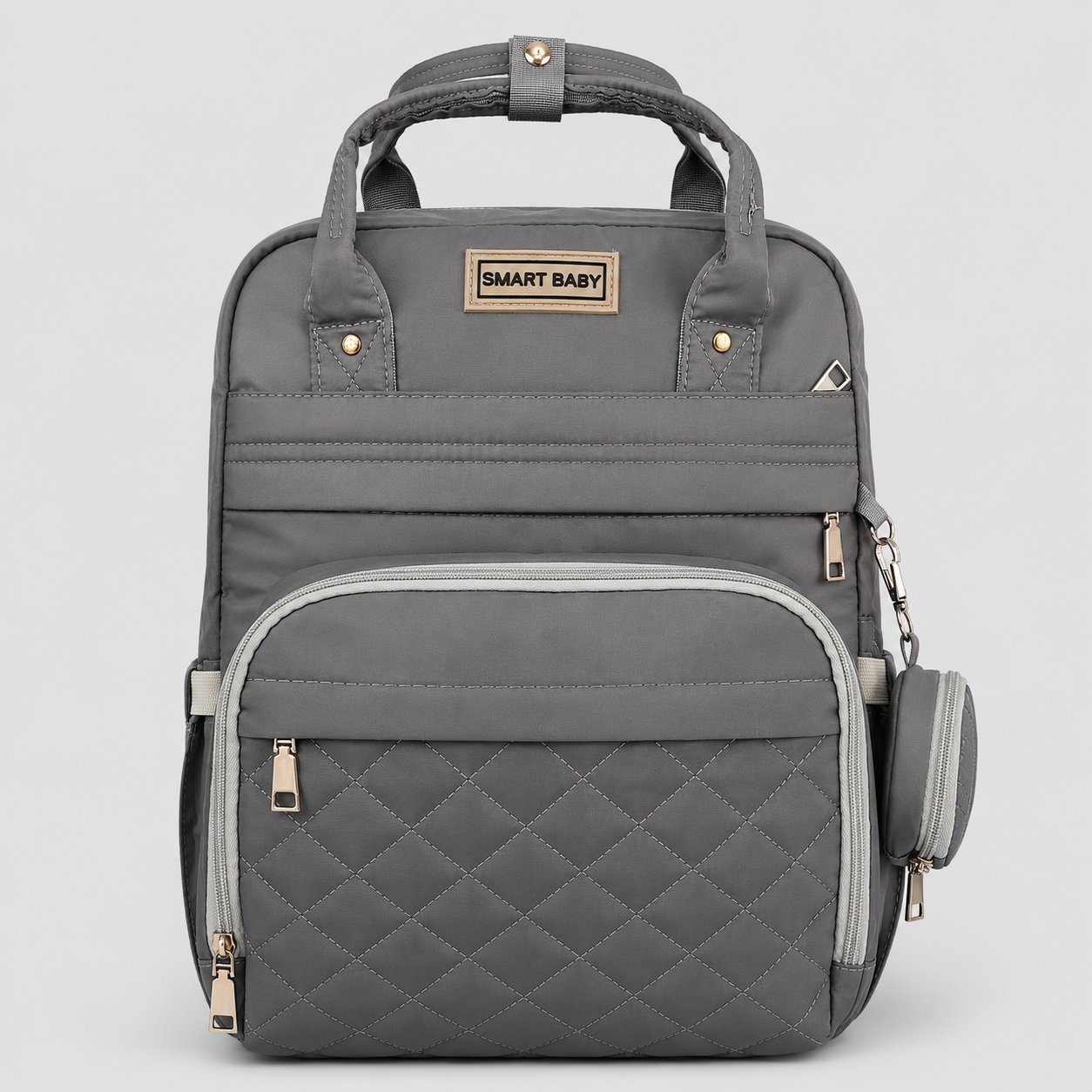 ⚪Pañalera Mochila Smart Baby Gris – Bolso Maternal Elegante y Funcional
