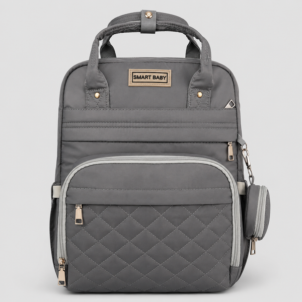 Pañalera Mochila Smart Baby Gris – Bolso Maternal Elegante y Funcional