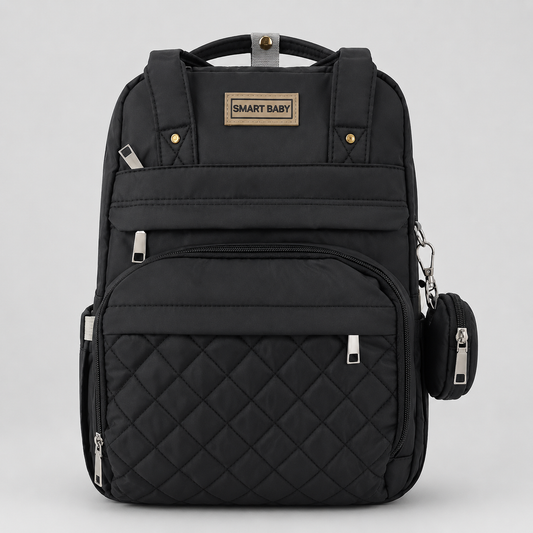 ⚪Pañalera Mochila Smart Baby Negra – Bolso Maternal Elegante y Funcional